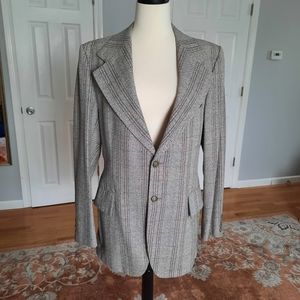 Vintage plaid Yves Saint Laurent gray suit jacket
